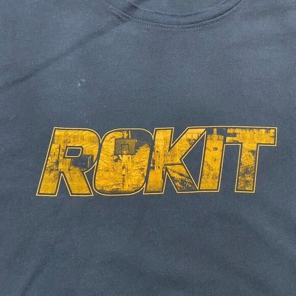 Rokit Streetwear Basketball Logo Gray Orange Tee Men's Size XL - Picture 3 of 8
